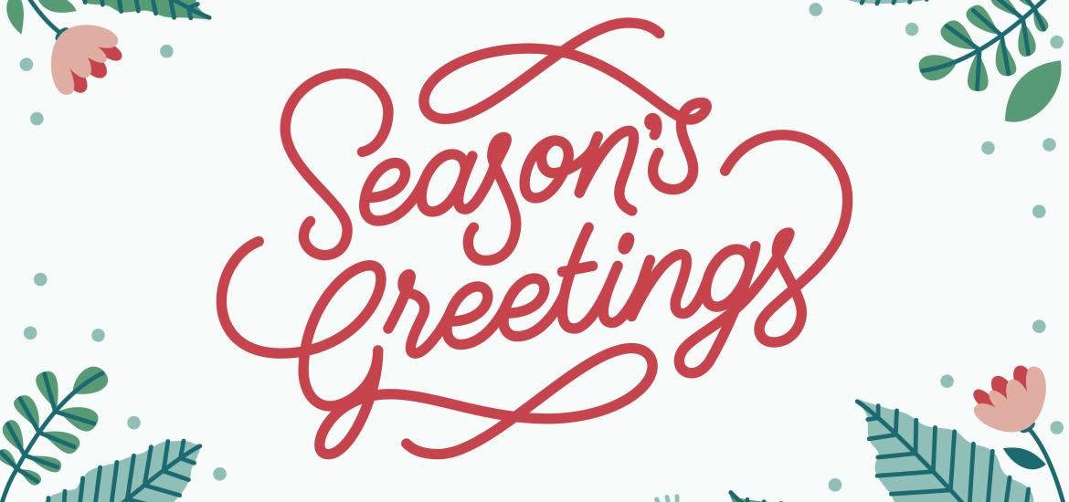 Season's greeting lettering background with winter theme.