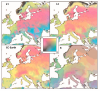 Fig. 2. Composite maps of LPJ-GUESS simulated potential natural vegetation cover using climate inputs derived from different climate models (L1 – RCA4, L2 - HCLIM, EC-Earth) and reconstructed vegetation cover (R) of Europe at 6 ka.